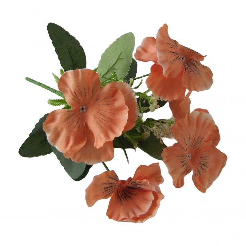 BRATKI bukiecik 25 cm <br>kolor kwiatów łososiowy